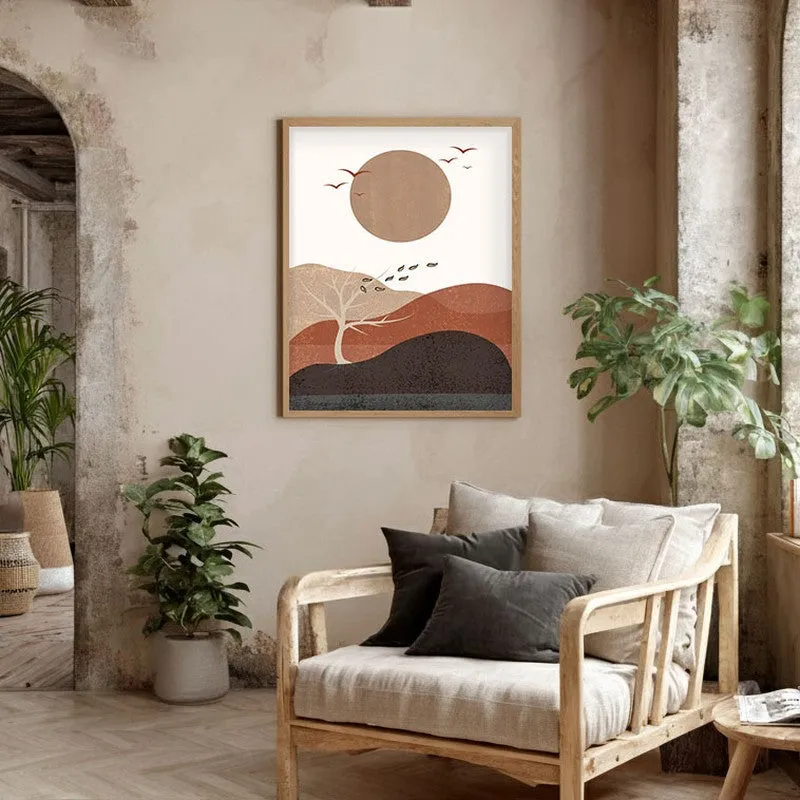 Earthen Rhythm Canvas Wall Painting With Brown Frame media 5