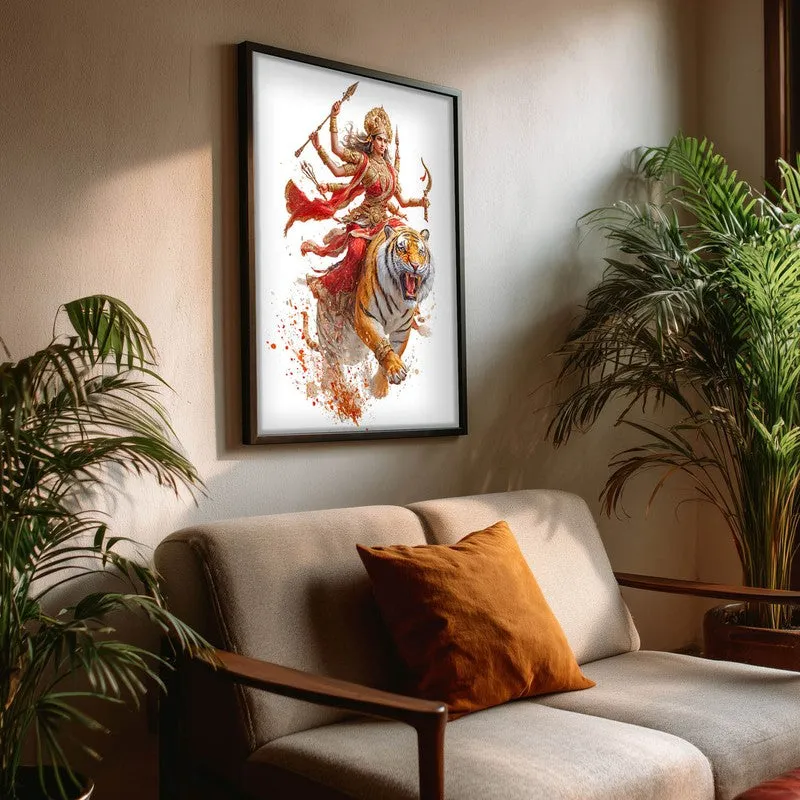Maa Durga With Tiger Archival Paper Wall Art media 3
