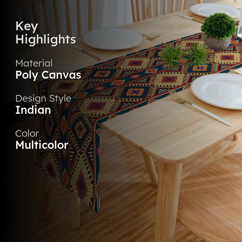 Oorja Poly Canvas Table Runner - Multicolor image 2