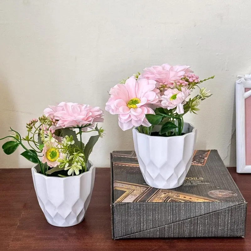 Cadris Ceramic Vase With Artificial Flower (Soft Pink) - Set Of Two media 3