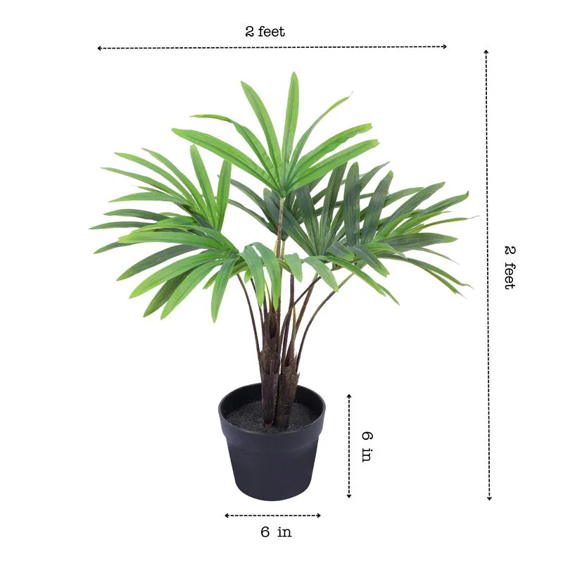Faux Realistic Areca Plant With Black Plastic Pot - Green media 8