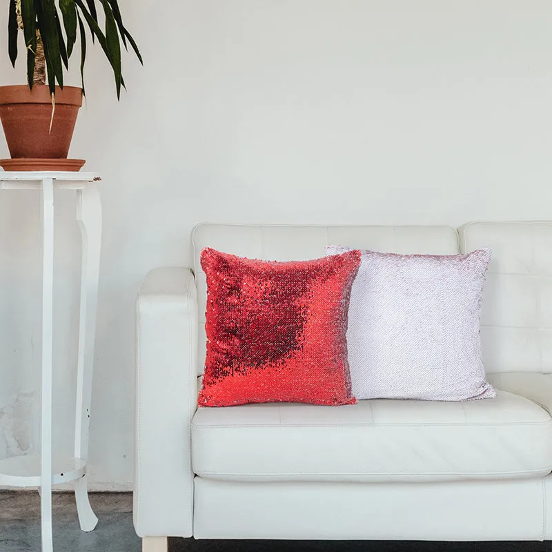 Lisha Sequin Cushion Cover (Red & White) - Set Of Two media 5
