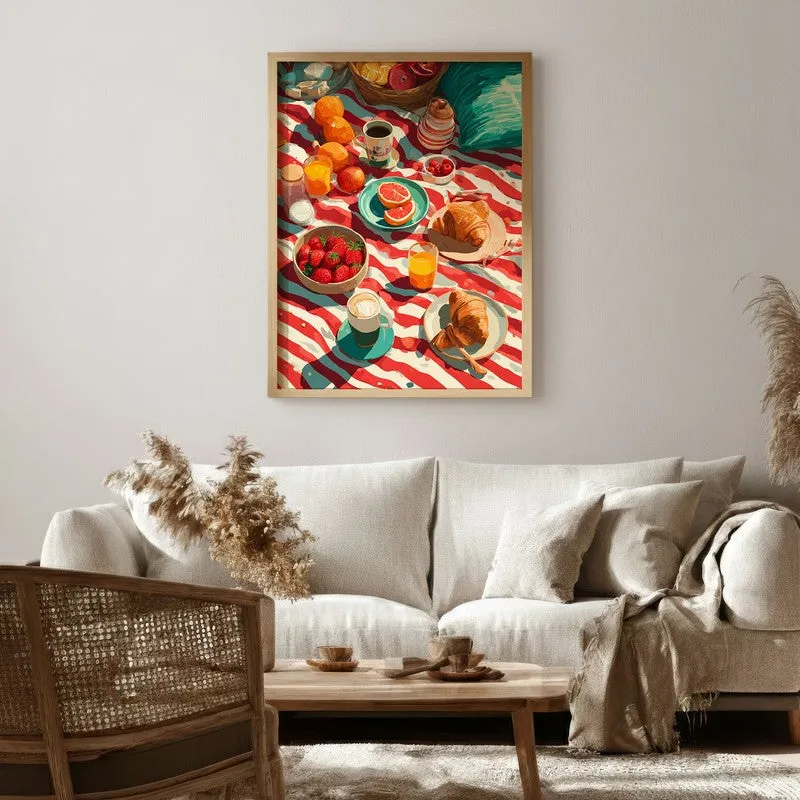 Sunstripe Feast Canvas Wall Painting - Brown Frame media 1