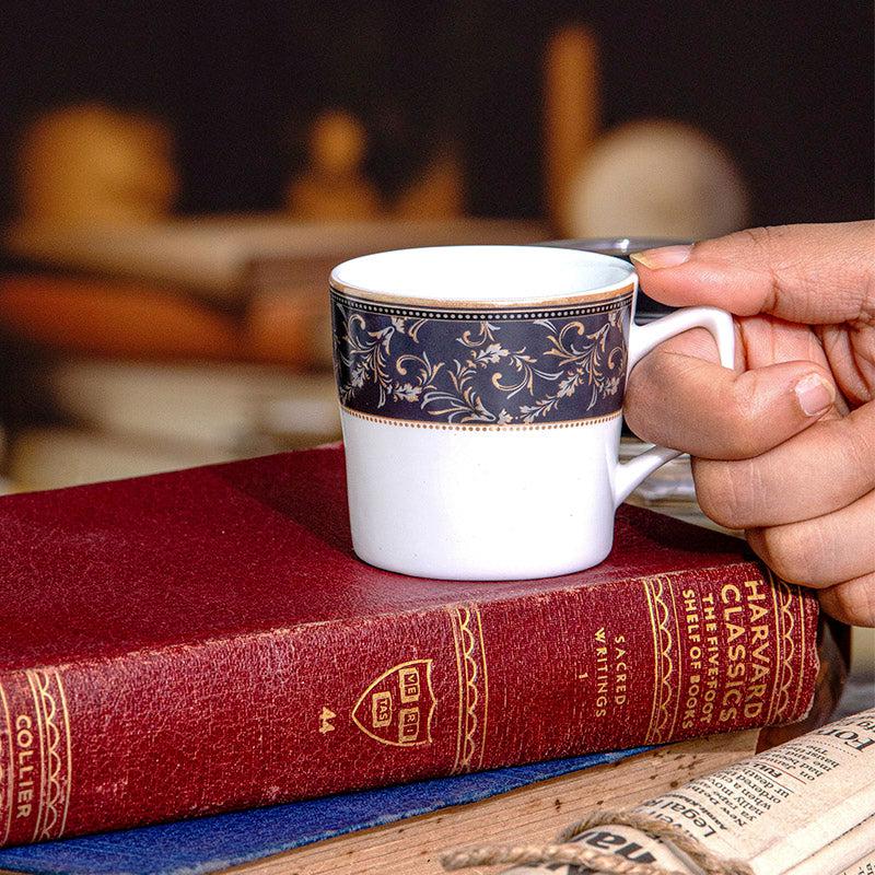 Sonaki Stelo Ethnic Bone China Tea Cup (120 mL Each) - Set Of Six - 120 ML