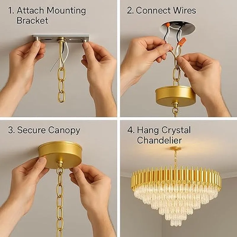 Elite Radiance Metal Chandelier - Gold media 4