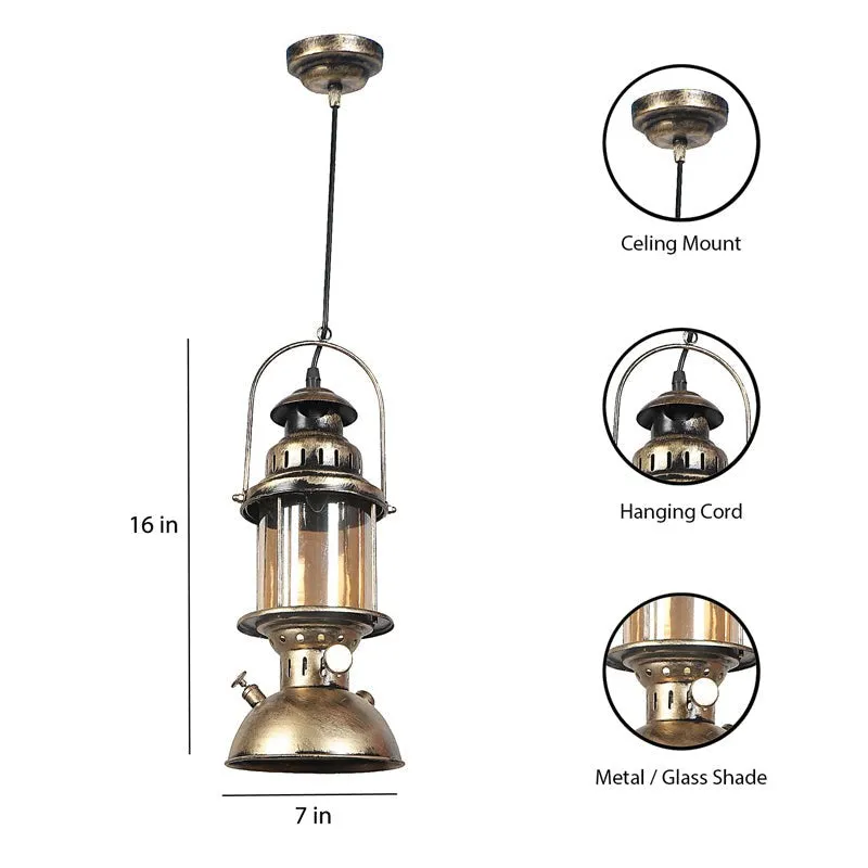 Colonial Style Lantern Iron Ceiling Lamp - Bronze media 8