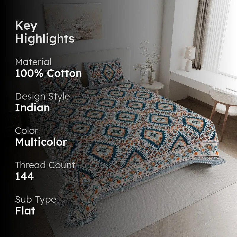 PrestigeSleep Cotton Bedsheet (Blue) - 144 TC media 2