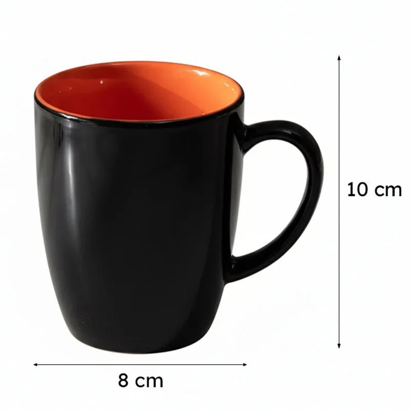 Yuvara Porcelain Coffee Mug (295 mL) - Black,Orange media 6