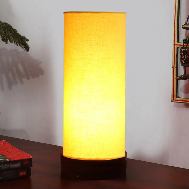 Jaala Tower Wooden Table Lamp - Yellow,Brown media 1