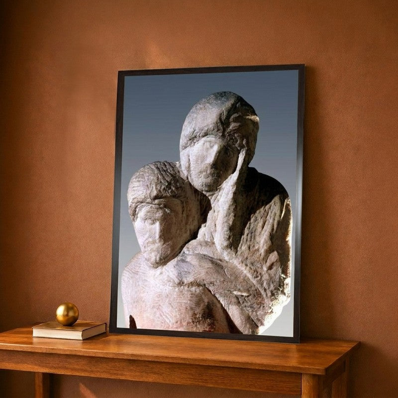 Rondanini Pieta Detail of the Heads of Christ and Mary Canvas Wall Painting - 9 x 12 inches