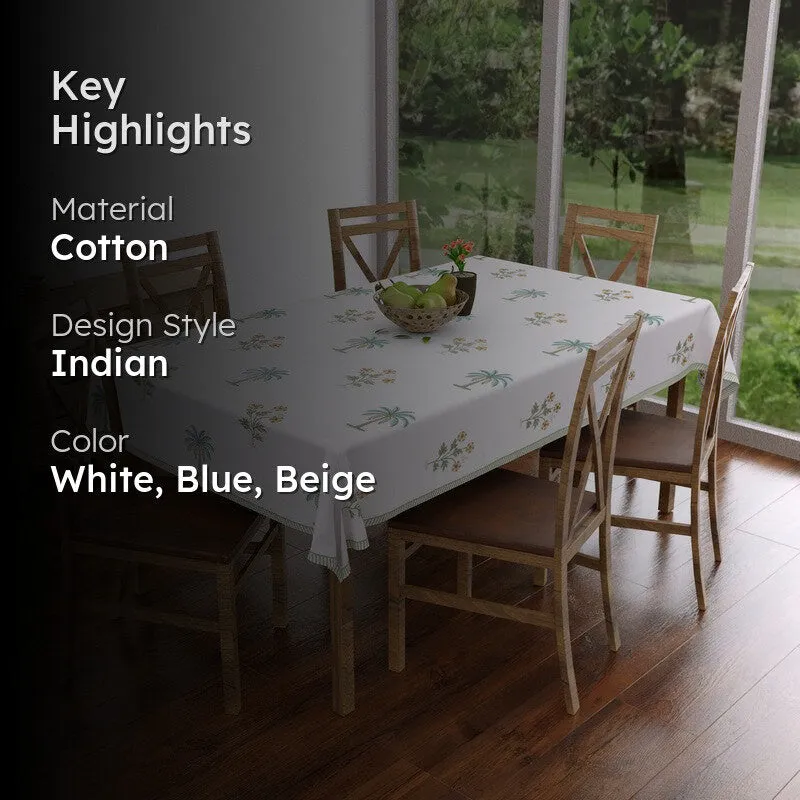 PalmBreeze Cotton Table Cover - Blue,Beige media 2