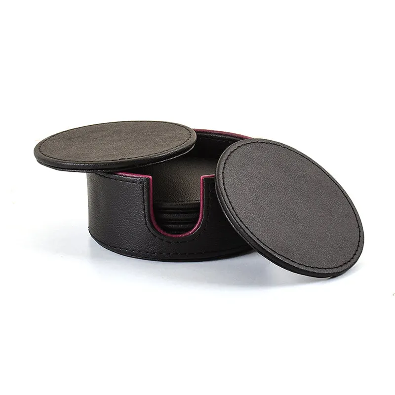 Tisca Faux Leather Coaster (Black) - Seven Piece Set media 7