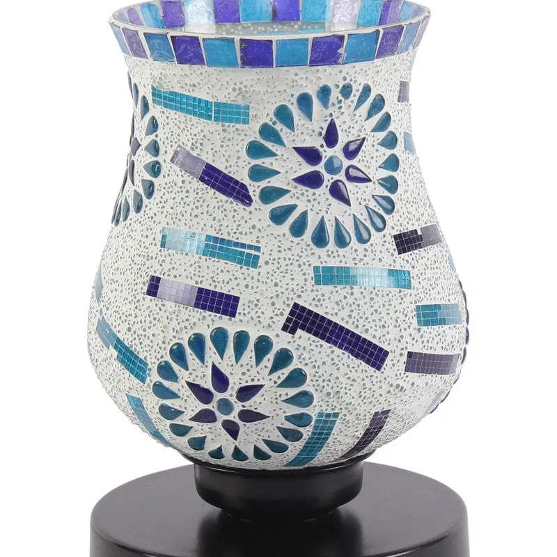 Glowburn Mosaic Glass Table Lamp With Wooden Base - Multicolor media 7