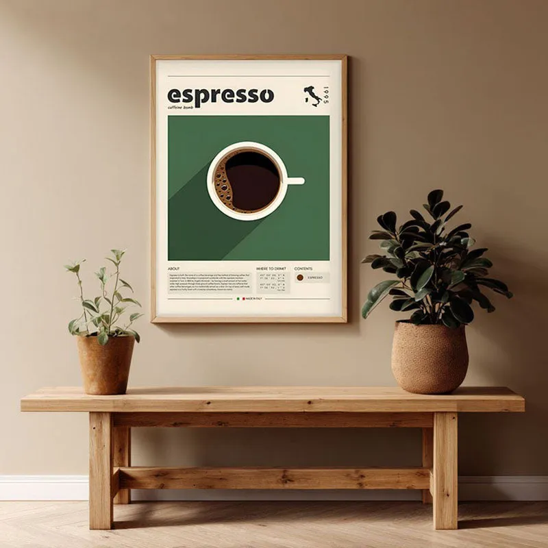Art Of Espresso Framed Canvas Archival Canvas Wall Painting - Natural Brown Frame media 1