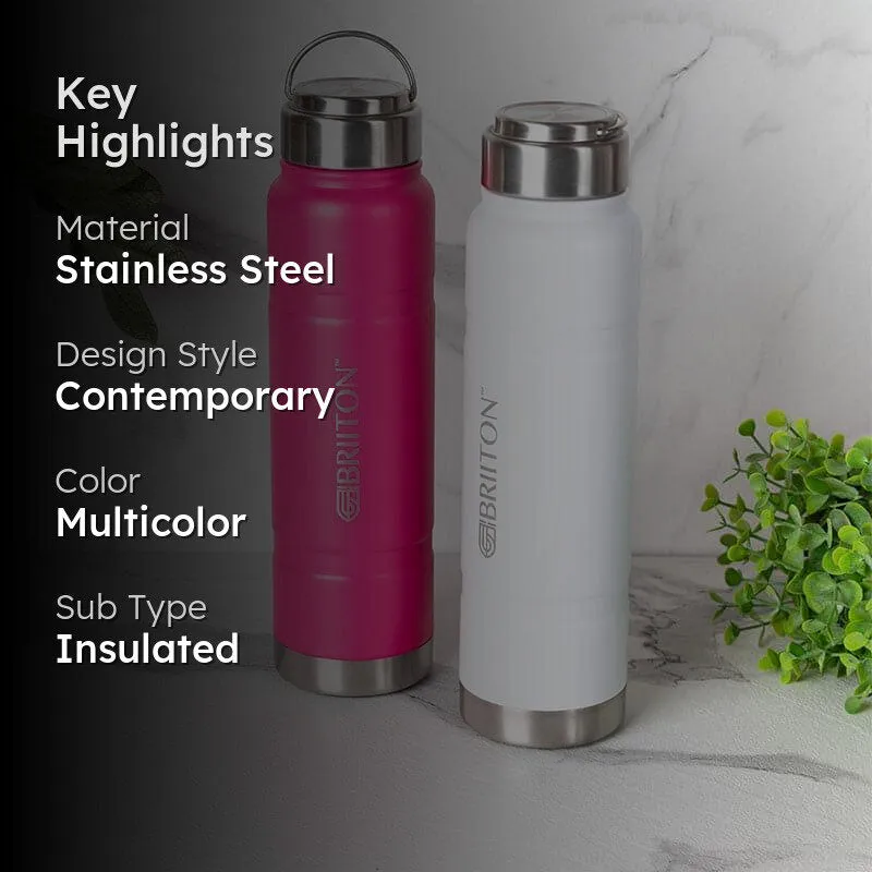 Velno Hot & Cold Thermos Water Bottle (White & Pink, 750 mL Each) - Set Of Two media 2