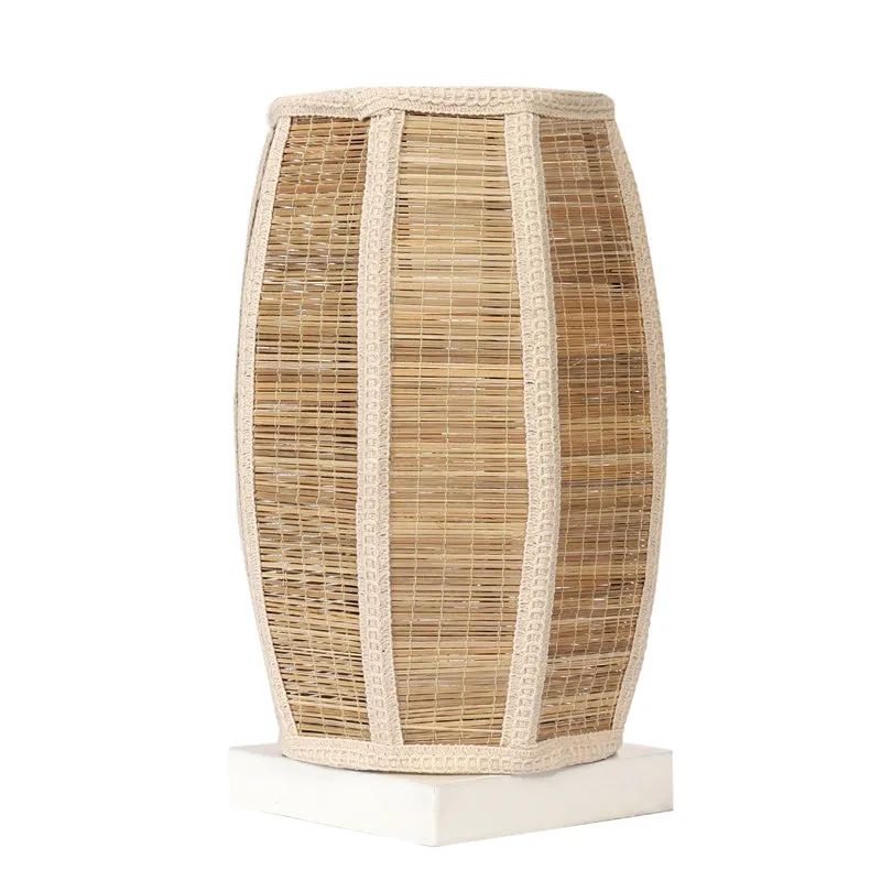 Dholak Edge Bamboo Table Lamp - White media 6