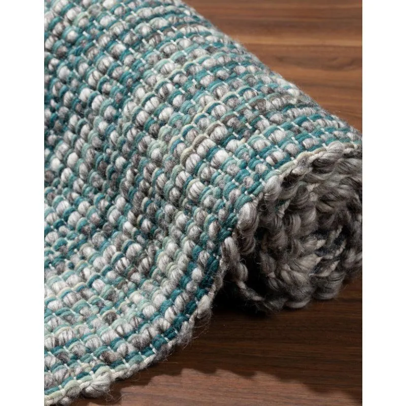 Artistry Threads Hand Woven Wool Rug - Sea Blue & Brown media 5