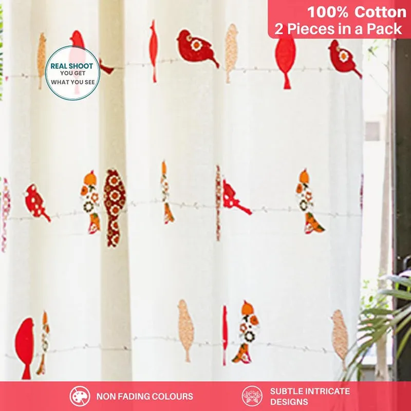 Urban Space Pakshi Curtain (Pink) - Set Of Two media 1
