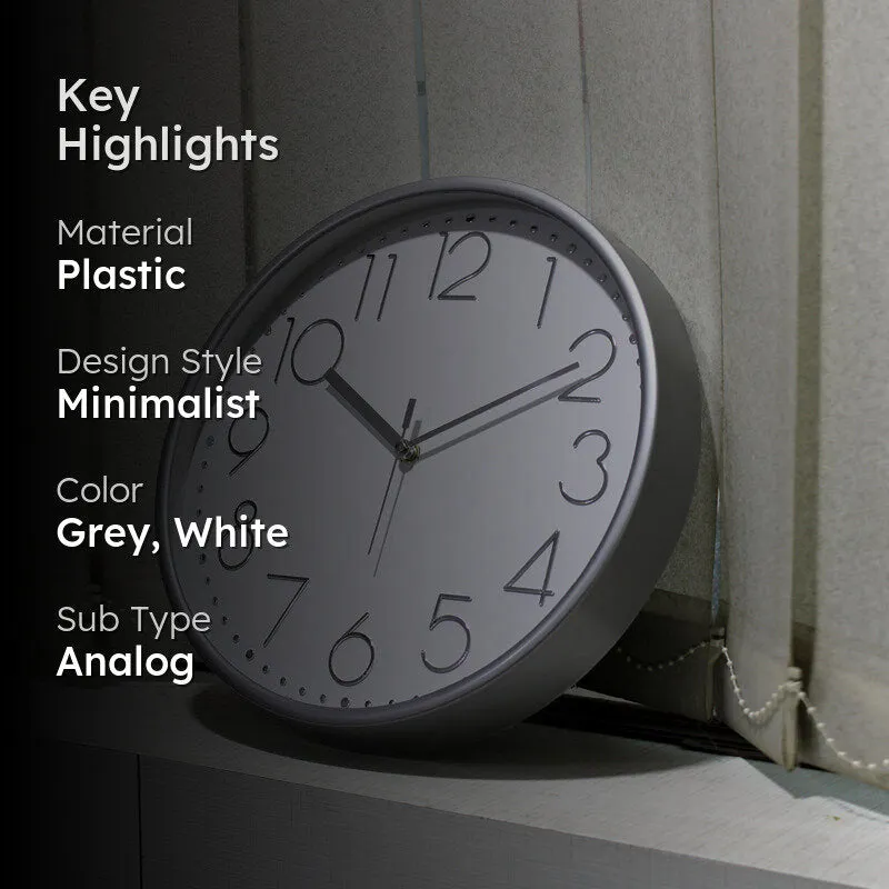 Tynox Analog Wall Clock - Grey, White media 2