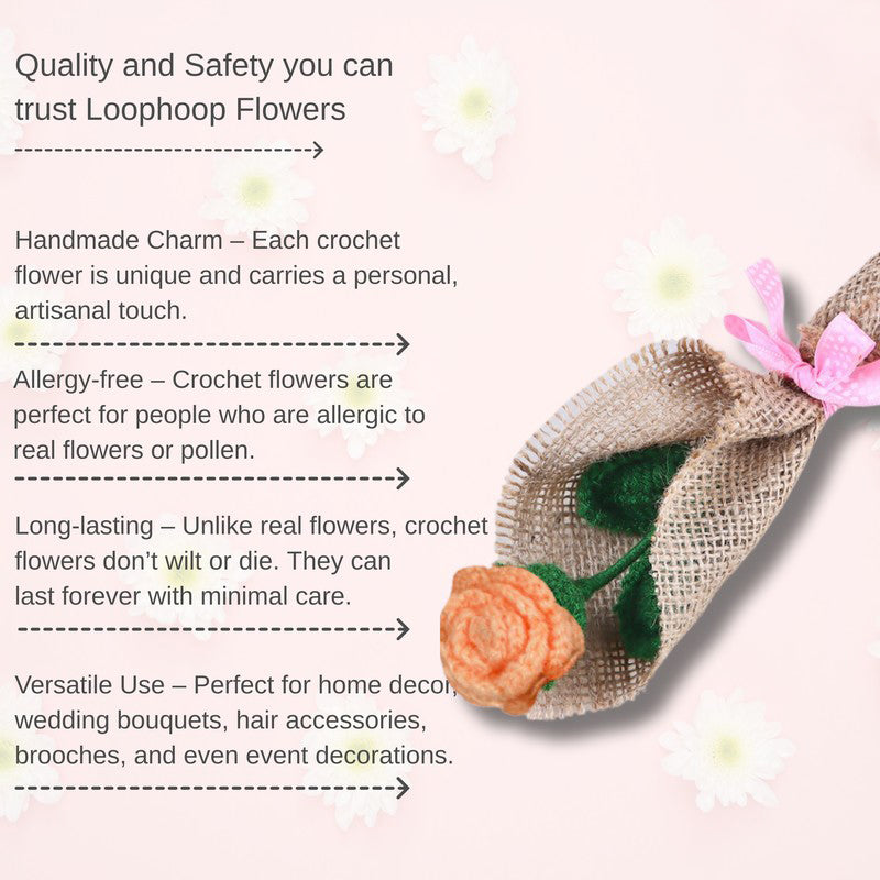 Crochet Handmade Rose Bouquet -  Peach media 6