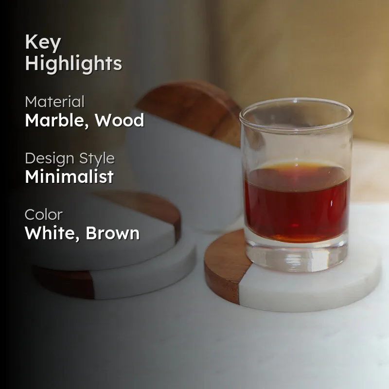 Celestria Round Marble & Wood Coaster - Set Of Four media 2
