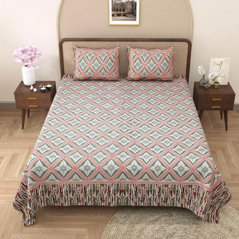 Maitreya Cotton Bedsheet (Rose) - 144 TC media 3