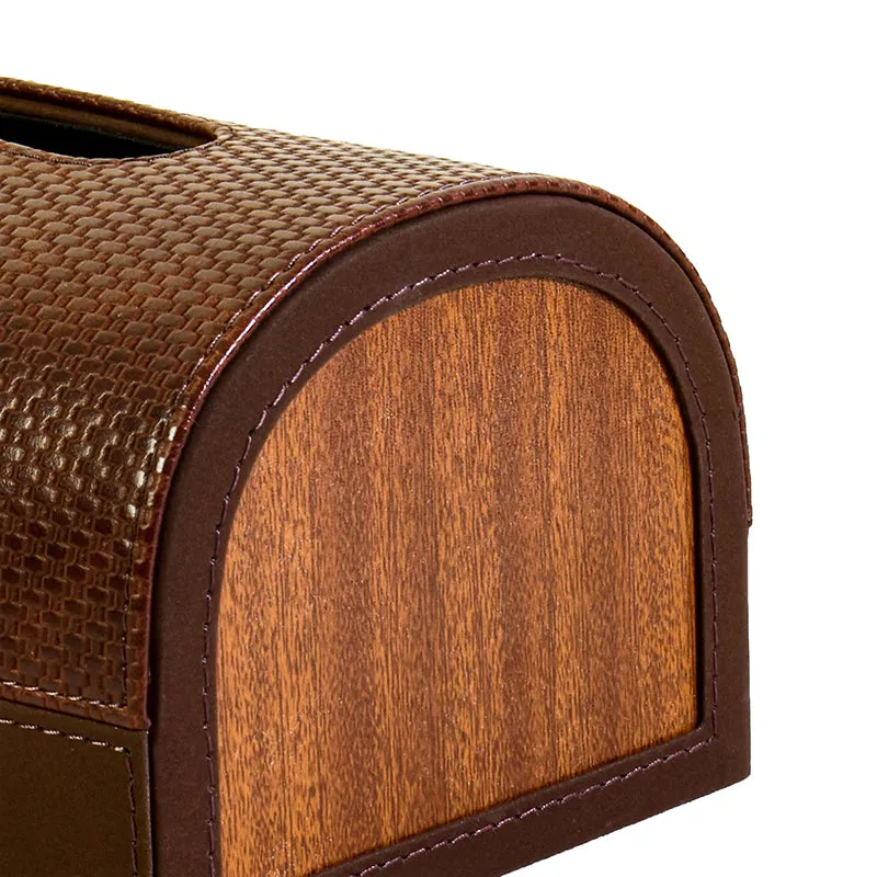 Tishue Faux Leather Tissue Box - Brown media 8