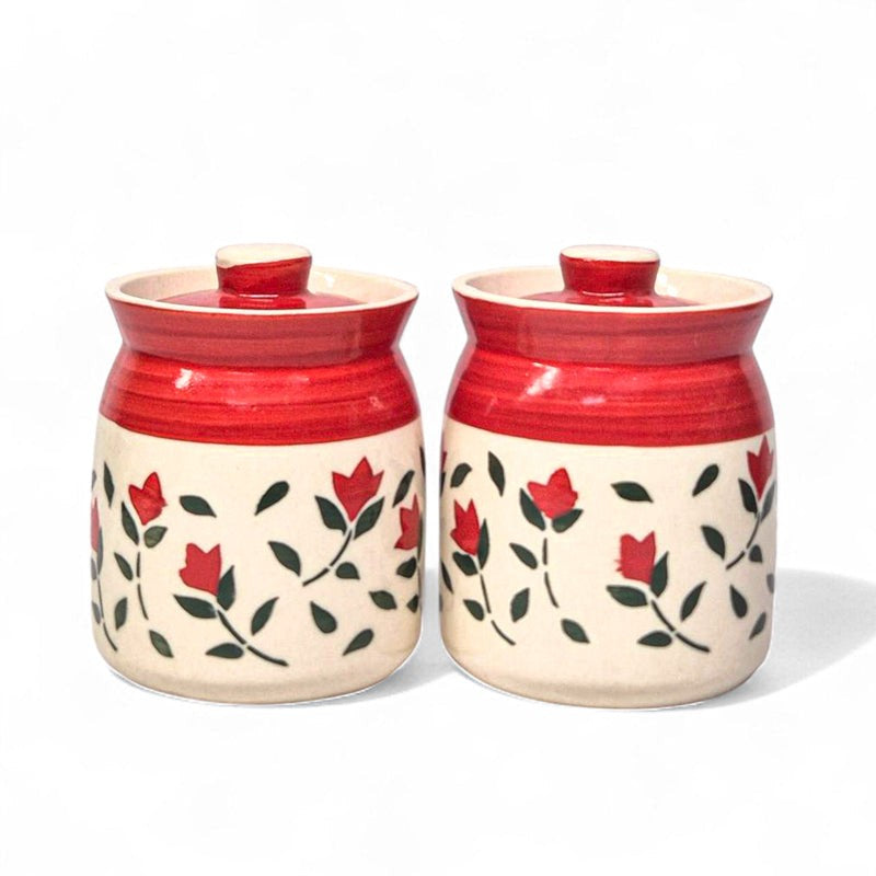 Ghara Flora Ceramic Jar (300 mL Each) - Set Of Two image 4