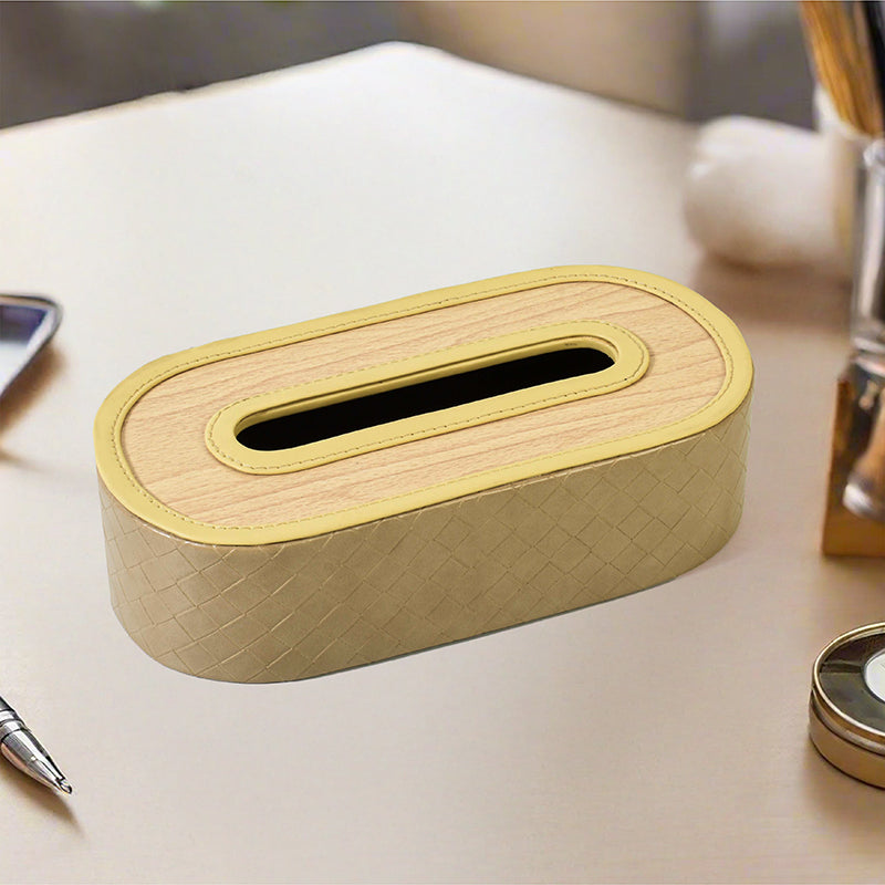 Tishue Curve Faux Leather Tissue Box - Ivory