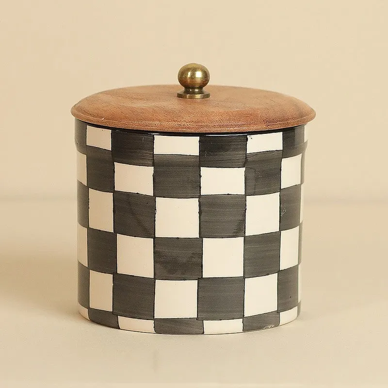 Zyra Check Ceramic Jar (1000 mL) - Set Of Two media 4