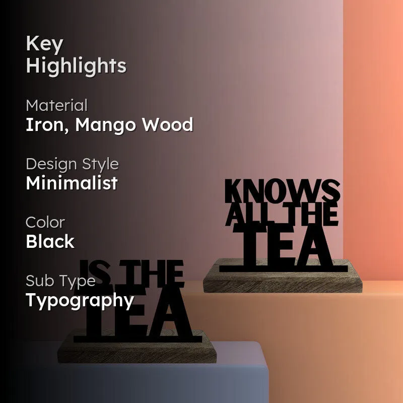 Knows All The Tea Typography Showpiece - Set Of Two media 2