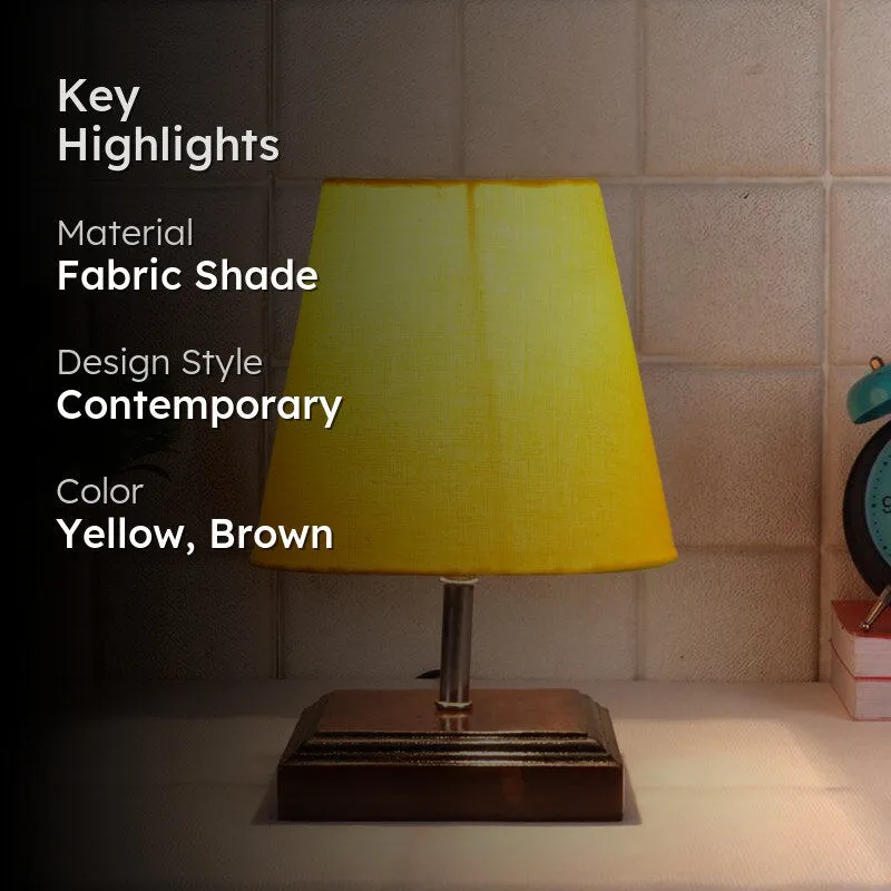 Niksha Fabric Table Lamp - Yellow,Brown media 2