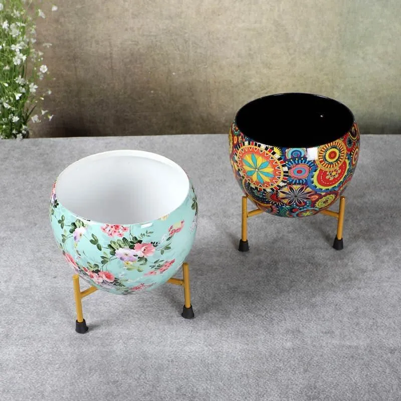 Bloom Blush Planter  With Stand - Set Of Two media 4
