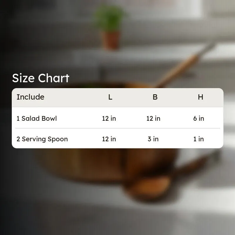 Aurelia Wood Salad Bowl with Serving Spoons (2750 Ml) - Three Piece Set media 13