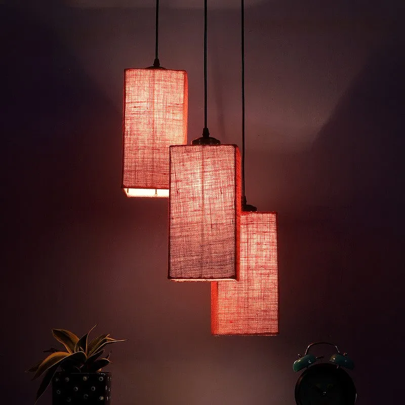 Warm Ivory Triple Metal Ceiling Lamp - Pink media 1