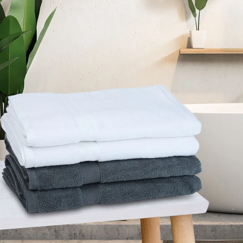 Miorah Bath Towel (White & Grey) - Set Of Four media 1