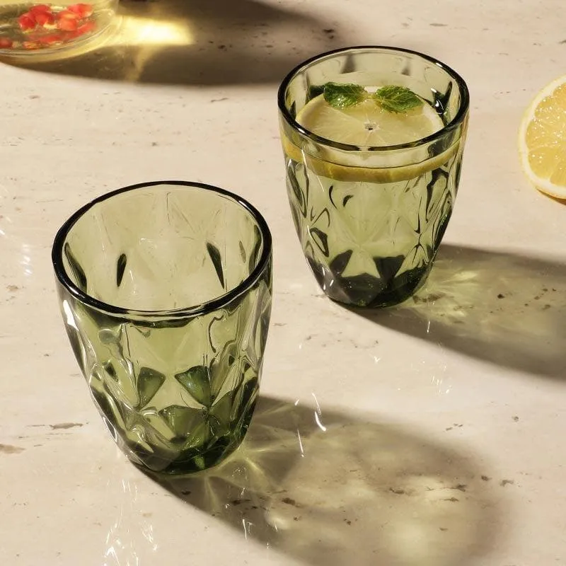 Cubist Green Tinted Glass (270 ml ) - Set Of Two media 3
