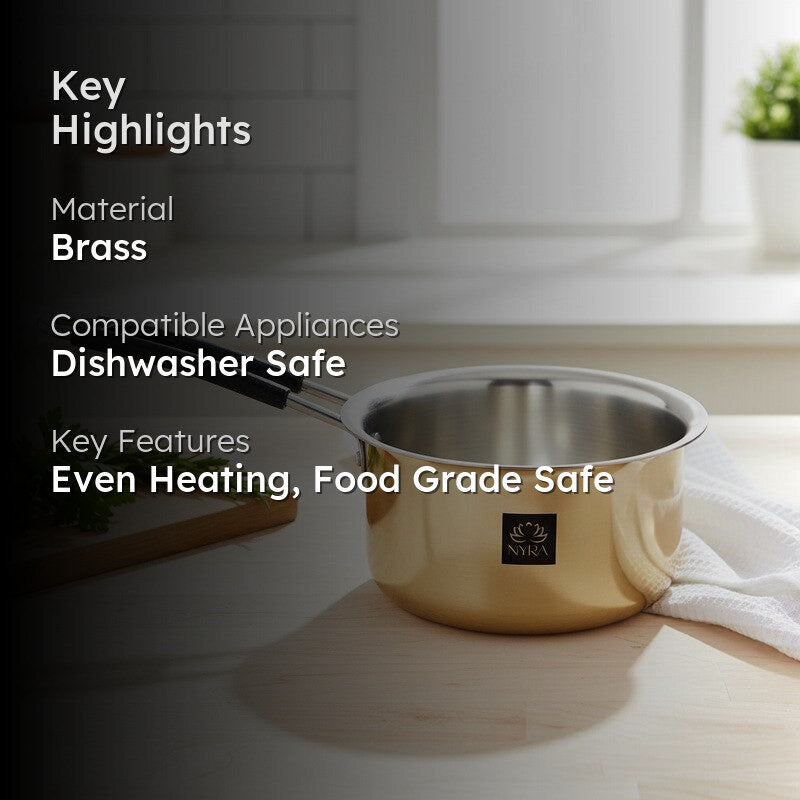 Dipora Brass Sauce Pan - 2400 ML media 2