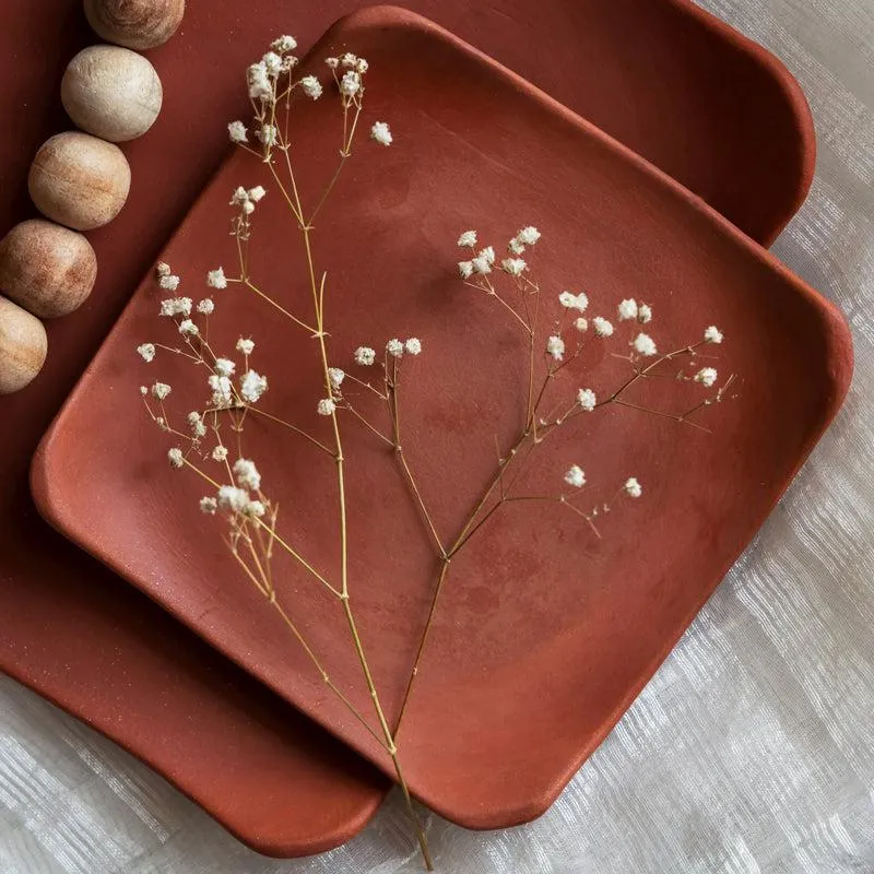 Arda Square Handmade Terracotta Ceramic Platter media 3