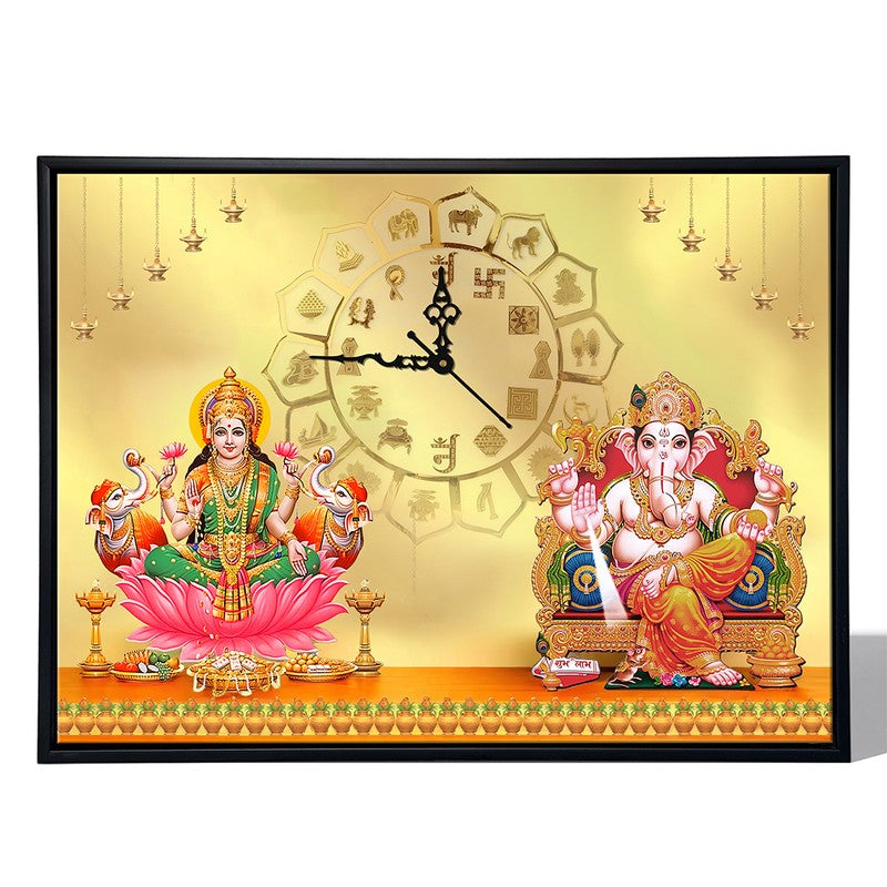 Lakshmi Ganesh Wall Art With Clock media 5
