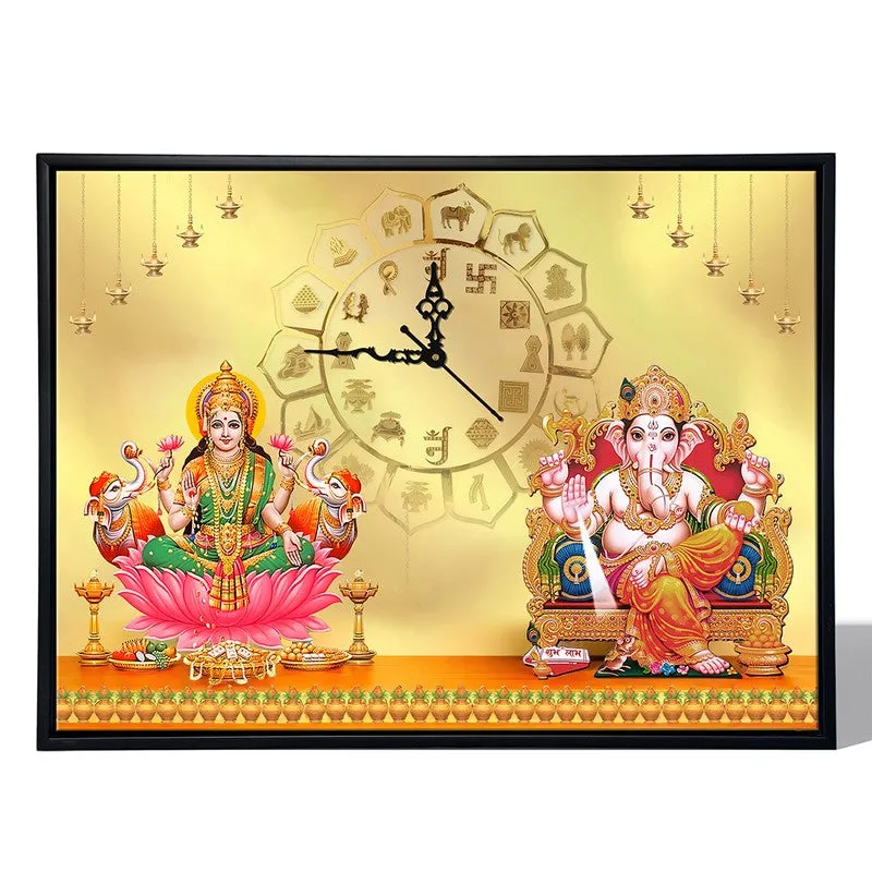Lakshmi Ganesh Wall Art With Clock media 5