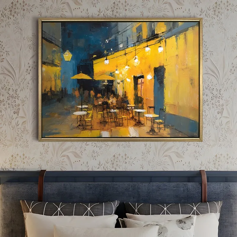 Cafe Terrace Canvas Wall Painting With Frame media 5
