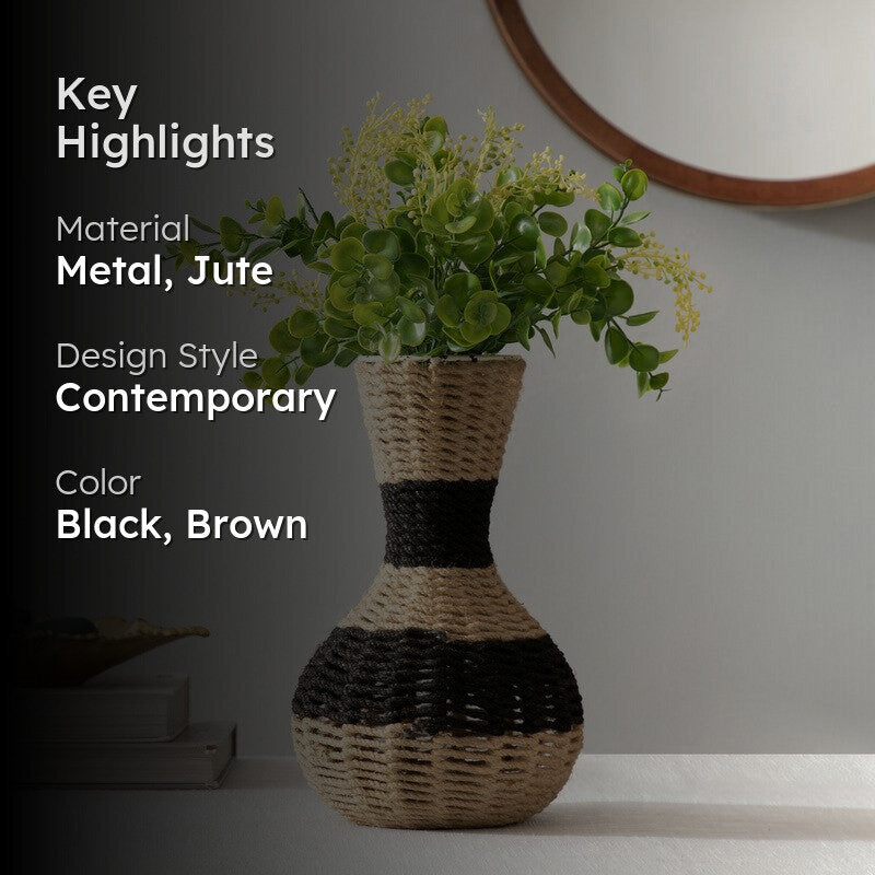 Terranoir Jute Vase - Black,Brown media 2