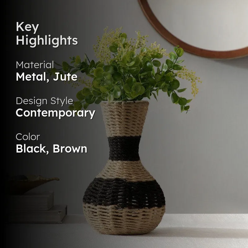 Terranoir Jute Vase - Black,Brown media 2