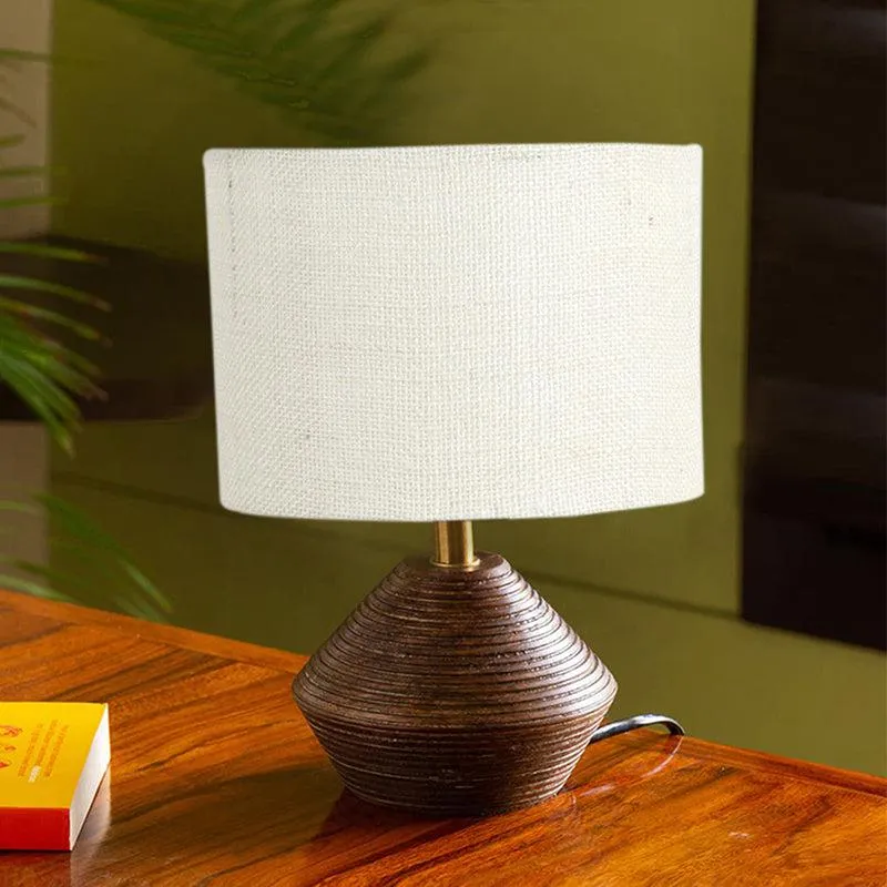 Yami Wooden Table Lamp With Jute Shade - White,Brown media 1