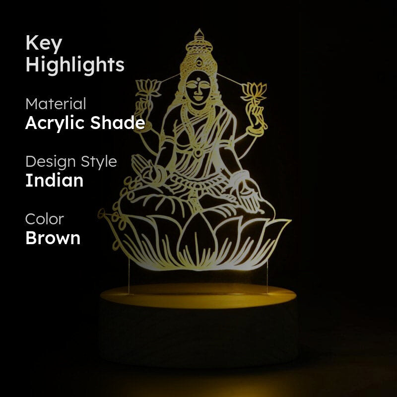 Goddess Saraswati LED Acrylic Table Lamp - Brown media 2