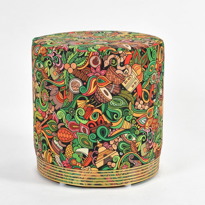 Bloomscape Abstract Velvet Pouffe - Multicolor media 3