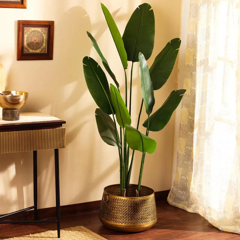 Artificial Realistic Banana Tree With Black Plastic Pot - 4.9 Feet media 1