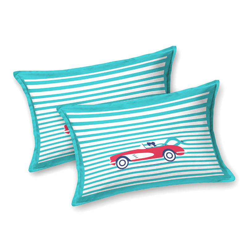 Illusion Stripey Race Cotton Bedsheet (Turquoise) - 200 TC media 5