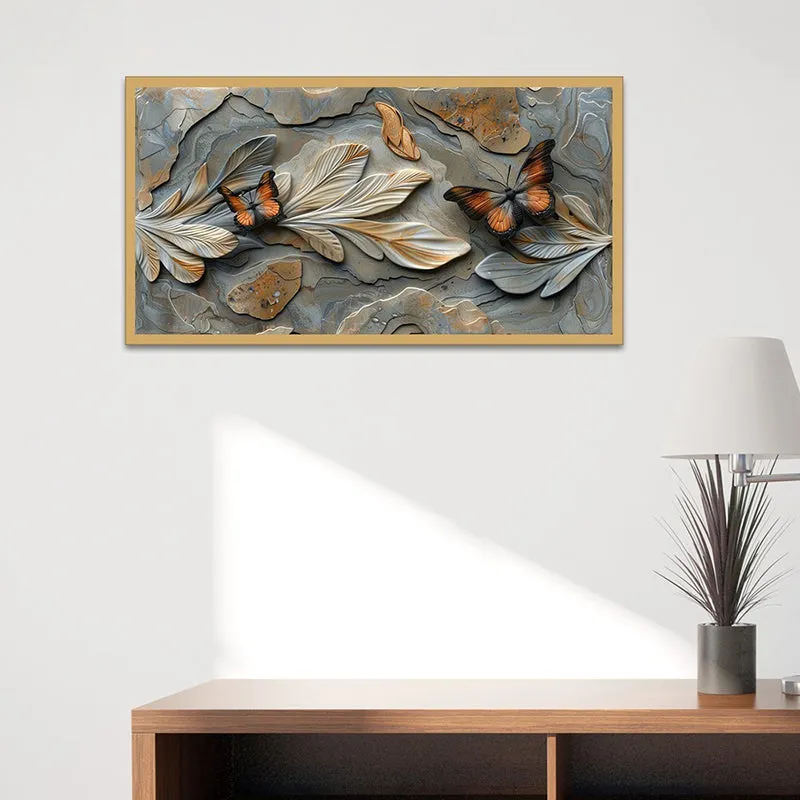 Leaf Relief Canvas Wall Painting media 4